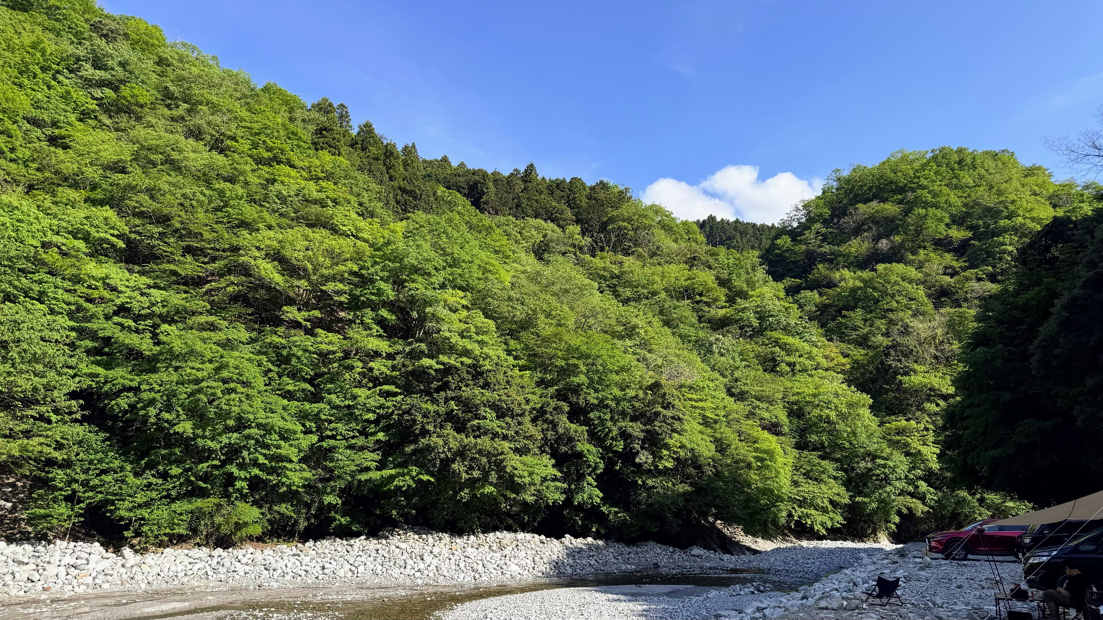西丹沢大滝キャンプ場でのデイキャンプの様子